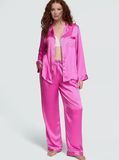 Атласная пижама Victoria's Secret Glazed Satin Long Pajama Set - XS - Розовый оригинал Victoria's Secret купить Украина 420186QAX