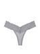 Хлопковые трусики тонг PINK Wink Lace-Trim Thong Panty - XS - Серый оригинал Victoria's Secret фото 420461QD7