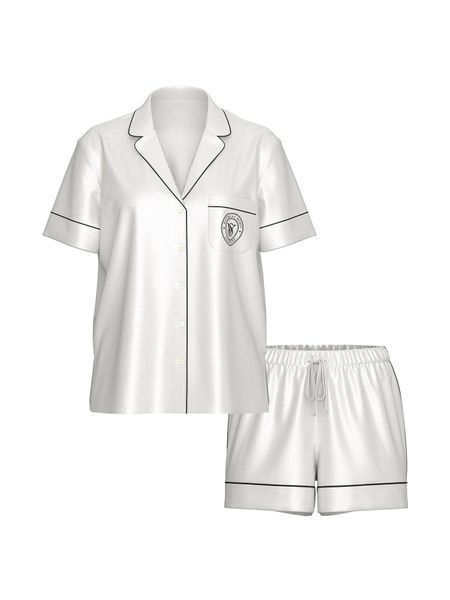 Сатинова піжама з шортами Victoria&rsquo;s Secret Glazed Satin Short Pajama Set - M - Білий оригінал Victoria's Secret купити Україна 420078Q97