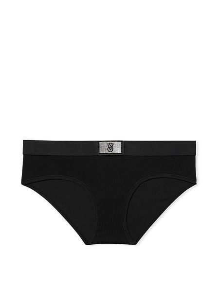Хлопковые трусики Victoria's Secret Cotton Shine Patch Hiphugger Panty - M - Черный оригинал Victoria's Secret купить Украина 910032QB4