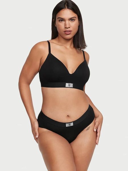 Хлопковые трусики Victoria's Secret Cotton Shine Patch Hiphugger Panty - M - Черный оригинал Victoria's Secret купить Украина 910032QB4