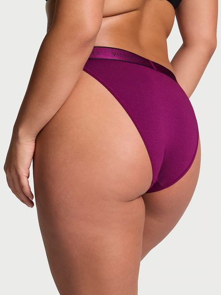 Хлопковые трусики Victoria's Secret COTTON Logo Cotton Tanga Panty - M - Бордо оригинал Victoria's Secret купить Украина 415917QAX