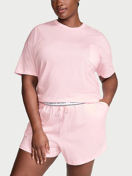 Піжама Victoria's Secret 100% Cotton Short Pajama Set - XS - Рожевий оригінал Victoria's Secret купити Україна 423819QAS