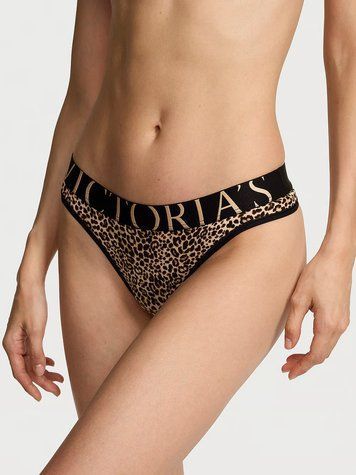 Трусики Victoria's Secret Logo Cotton Thong Panty - Леопардовий - XS оригінал Victoria's Secret купити Україна 433662SPA