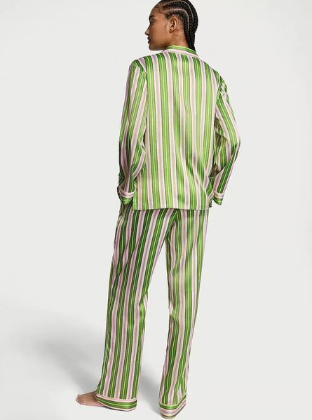 Атласная пижама Victoria's Secret Glazed Satin Long Pajama Set - M - В полоску оригинал Victoria's Secret купить Украина 420186SPU