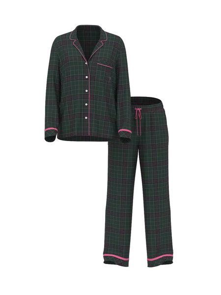 Фланелева піжама VICTORIA'S SECRET Flannel Long PJ Set - Зелена - XS - Зелений оригінал Victoria's Secret купити Україна 419567QS4