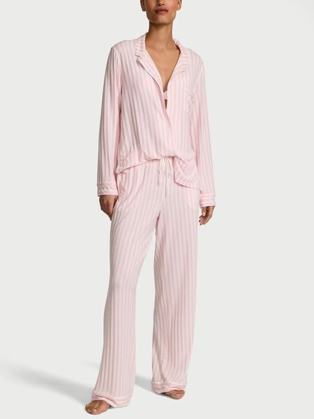 Пижама Victoria's Secret Modal Long PJ Set-Розовая полоска - M - В полоску оригинал Victoria's Secret купить Украина 417435-SPJ