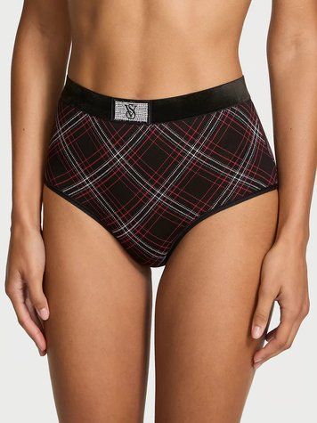 Хлопковые трусики Victoria's Secret Cotton Logo Cotton Modern Brief Panty (черный) - XS - Черный оригинал Victoria's Secret купить Украина 431579QAK