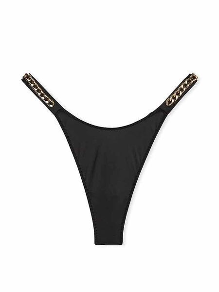 Трусики Chain Strap Smooth Thong Panty - M - Чорний оригінал Victoria's Secret купити Україна 904504QB4
