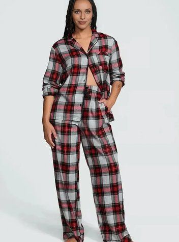 Фланелева піжама VICTORIA'S SECRET Flannel Long PJ Set - XS - Червоний оригінал Victoria's Secret купити Україна 419567QKT