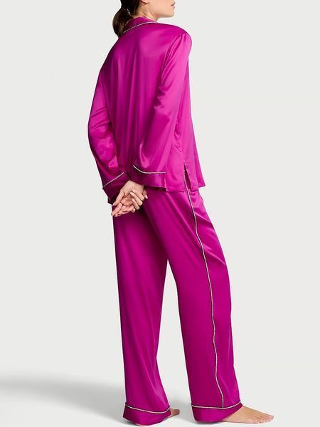 Піжама Victoria's Secret Satin Shine Stripe Long Pajama Set - Фіолетовий - XS оригінал Victoria's Secret купити Україна AD-430564QBU