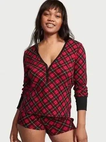Термо піжама з шортами Victoria's Secret Thermal Short Pajama Set - S - Червоний оригінал Victoria's Secret купити Україна 817534QPK