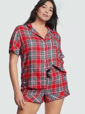 Пижама Victoria's Secret Flannel Short Pajama Set - S - Красный оригинал Victoria's Secret купить Украина 817445R3M