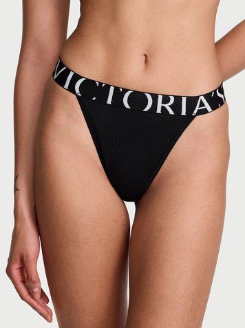 Бавовняні трусики-сліп у стилі 90-х Victoria's Secret Cotton Exploded Logo 90s Brief - Чорний-S оригінал Victoria's Secret купити Україна 434232QB4
