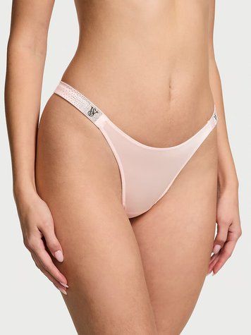 Трусики тонг Виктория Сикрет Shine Strap Lace Thong Panty - S - Розовый оригинал Victoria's Secret купить Украина 422465QAS