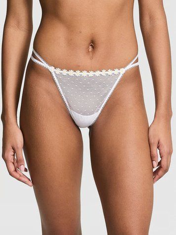 Трусики тонг PINK Wink Strappy V-String Thong Panty - S - Білий оригінал Victoria's Secret купити Україна 423727QBF