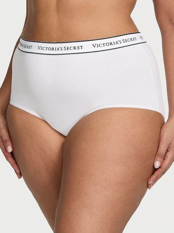 Хлопковые трусики Victoria's Secret Cotton Logo Cotton Modern Brief Panty - S - Белый оригинал Victoria's Secret купить Украина 415707QBF