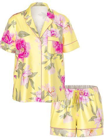 Пижама Victoria's Secret Glazed Satin Heart Short Pajama Set - XS - Желтый оригинал Victoria's Secret купить Украина 420076SP9