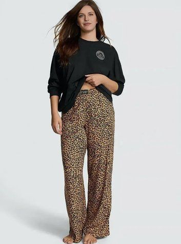 Пижама Victoria's Secret Flannel Long-Sleeve Tee-Jama Set - XS - Леопардовый оригинал Victoria's Secret купить Украина 419566QBT