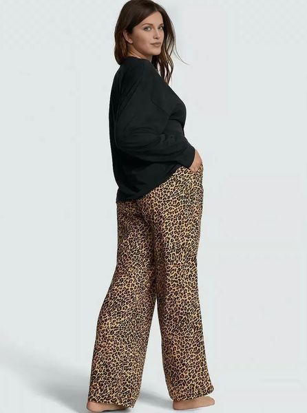 Пижама Victoria's Secret Flannel Long-Sleeve Tee-Jama Set - XS - Леопардовый оригинал Victoria's Secret купить Украина 419566QBT