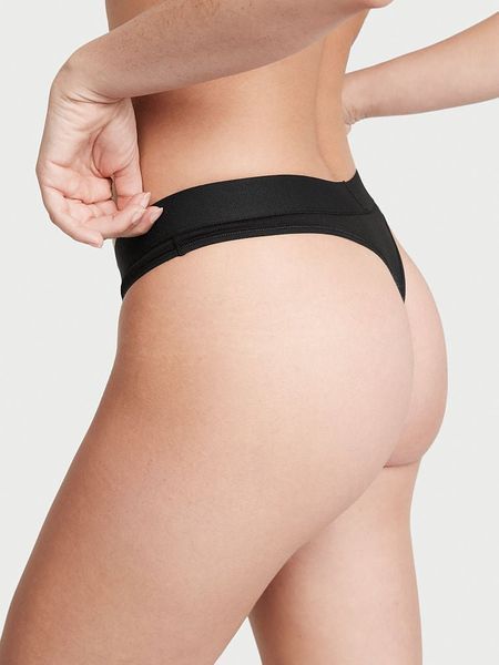 Бавовняні трусики Victoria's Secret Cotton Shine Patch Thong Panty - XS - Чорний оригінал Victoria's Secret купити Україна 910033QB4