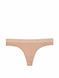 Хлопковые трусики тонг Victoria's Secret Logo Cotton Thong Panty - L - Бежевый оригинал Victoria's Secret фото 415830SEQ