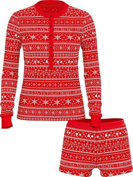 Пижама Victoria's Secret Thermal Short Pajama Set - S - Красный оригинал Victoria's Secret купить Украина 420043SPG