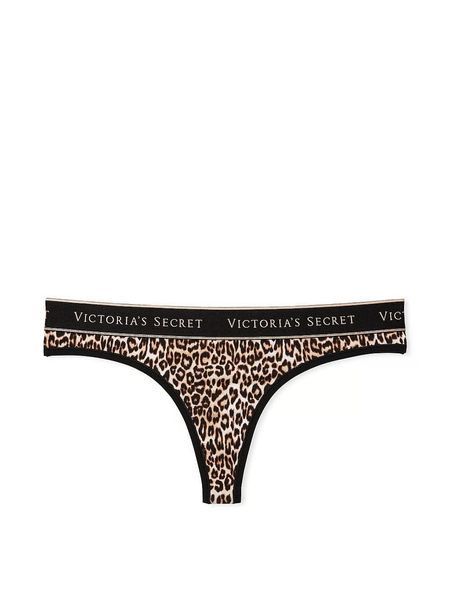 Бавовняні трусики тонг Victoria's Secret Logo Cotton Thong Panty - XS - Леопардовий оригінал Victoria's Secret купити Україна 415918QBT