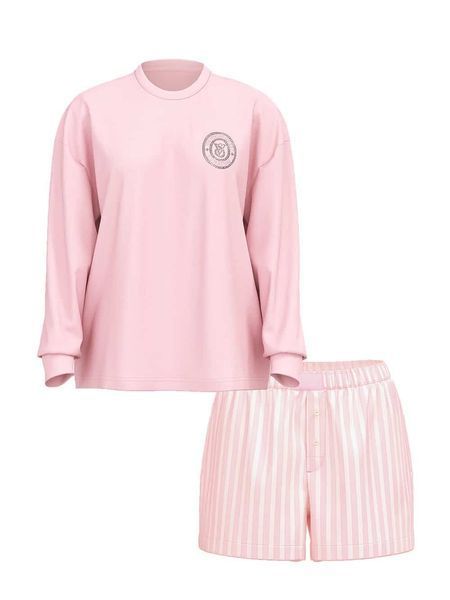 Пижама Victoria's Secret Flannel Long-Sleeve Short Tee-Jama Set - XS - В полоску оригинал Victoria's Secret купить Украина 420050SPC