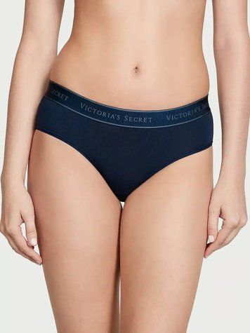 Хлопковые трусики Victoria's Secret Logo Cotton Hiphugger Panty - L - Синий оригинал Victoria's Secret купить Украина 415901QD2